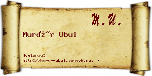 Murár Ubul névjegykártya